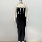 Fall Tube Top Diamond Bandage Dress Side Split Hip Wrapped Dress Dress